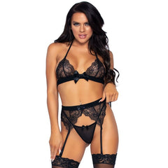 LEG AVENUE - THREE PIECE SET, GARTER BELT AND G-STRING