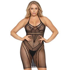 LEG AVENUE - ONE SIZE MULTI NET MINI DRESS - BLACK