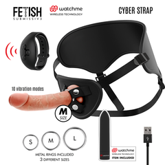 FETISH SUBMISSIVE CYBER STRAP - HARNESS WITH DILDO AND BULLET REMOTE CONTROL WATCHME TECHNOLOGY M