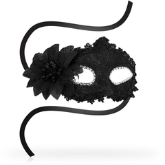 OHMAMA - VENETIAN STYLE FLOWER SIDE MASKS - BLACK
