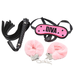 OHMAMA FETISH - BONDAGE SET OF HANDCUFFS, WHIP AND MASK