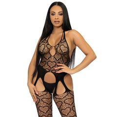 LEG AVENUE - RED BODYSTOCKING WITH SINGLE SIZE TIRES - NEGRO