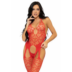 LEG AVENUE - RED BODYSTOCKING WITH SINGLE SIZE TIRES - NEGRO