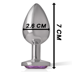 INTENSE - ALUMINUM METAL BUTT PLUG WITH VIOLET CRYSTAL SIZE S
