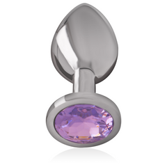 INTENSE - ALUMINUM METAL BUTT PLUG WITH VIOLET CRYSTAL SIZE L