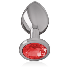 INTENSE - ALUMINUM METAL BUTT PLUG WITH RED CRYSTAL SIZE L