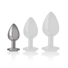 INTENSE - ALUMINUM METAL ANAL PLUG WITH SILVER CRYSTAL SIZE S