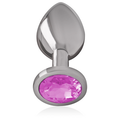 INTENSE - PINK CRYSTAL ALUMINUM METAL BUTT PLUG SIZE S