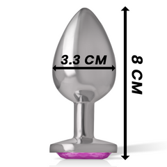 INTENSE - PINK CRYSTAL ALUMINUM METAL BUTT PLUG SIZE M