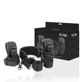 FETISH SUBMISSIVE - MASTER POSITION WITH 4 NOPRENE LINED HANDCUFFS