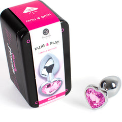 SECRETPLAY - SMALL HEART METAL BUTT PLUG FUCHSIA SIZE 7 CM