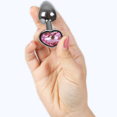 SECRETPLAY - SMALL HEART METAL BUTT PLUG FUCHSIA SIZE 7 CM