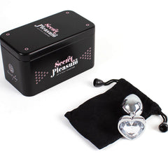 SECRETPLAY - CLEAR CRYSTAL HEART METAL ANAL PLUG SMALL SIZE 7 CM
