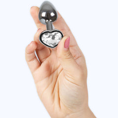 SECRETPLAY - CLEAR CRYSTAL HEART METAL ANAL PLUG SMALL SIZE 7 CM