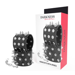 DARKNESS - SKULLS AND BONES HANDCUFFS WITH BLACK DOTS