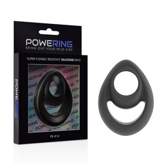 POWERING - ANEL PARA PÉNIS E TESTÍCULOS SUPER FLEXÍVEL E RESISTENTE PR14 PRETO