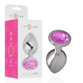 INTENSE - PINK CRYSTAL ALUMINUM METAL BUTT PLUG SIZE S