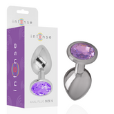INTENSE - ALUMINUM METAL BUTT PLUG WITH VIOLET CRYSTAL SIZE L
