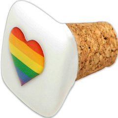 PRIDE - CERAMIC CORK SQUARE STOPPER WITH LGBT FLAG