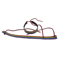 PRIDE - BLACK LEATHER BRACELET WITH LGBT FLAG