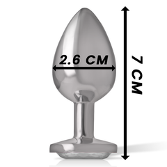 INTENSE - ALUMINUM METAL ANAL PLUG WITH WHITE HEART SIZE S