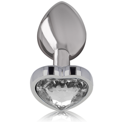 INTENSE - WHITE ALUMINUM METAL ANAL PLUG HEART SIZE L