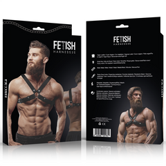 FETISH SUBMISSIVE ATTITUDE - ADJUSTABLE ECO-LEATHER CHEST BULLDOG HARNESS FOR MEN