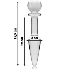 NEBULA SERIES BY IBIZA - MODEL 7 ANAL PLUG TRANSPARENT BOROSILICATE GLASS 13.5 CM -O- 3 CM