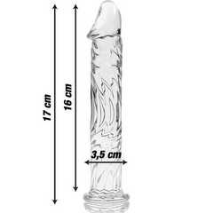 NEBULA SERIES BY IBIZA - MODEL 12 TRANSPARENT BOROSILICATE GLASS DILDO 17 CM -O- 3.5 CM