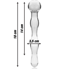 NEBULA SERIES BY IBIZA - MODEL 13 TRANSPARENT BOROSILICATE GLASS DILDO 18 CM -O- 3.5 CM
