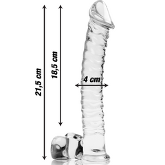 NEBULA SERIES BY IBIZA - MODEL 23 TRANSPARENT BOROSILICATE GLASS DILDO 21.5 CM -O- 4 CM