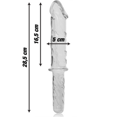 NEBULA SERIES BY IBIZA - MODEL 24 TRANSPARENT BOROSILICATE GLASS DILDO 28.5 CM -O- 5 CM