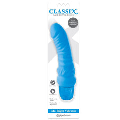 CLASSIX - VIBRANT DILDO MR. RIGHT MULTI-SPEED 15.5 CM BLUE