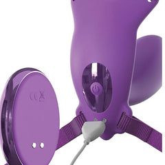 FANTASY FOR HER - G-SPOT BUTTERFLY HARNESS WITH VIBRATOR, RECHARGEABLE AND REMOTE CONTROL VIOLET