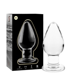 NEBULA SERIES BY IBIZA - MODEL 3 ANAL PLUG TRANSPARENT BOROSILICATE GLASS 11 CM -O- 5 CM
