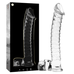 NEBULA SERIES BY IBIZA - MODEL 23 TRANSPARENT BOROSILICATE GLASS DILDO 21.5 CM -O- 4 CM
