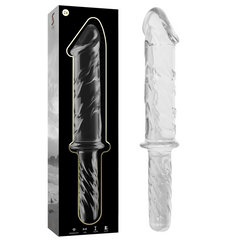 NEBULA SERIES BY IBIZA - MODEL 24 TRANSPARENT BOROSILICATE GLASS DILDO 28.5 CM -O- 5 CM