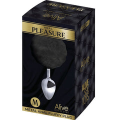 ALIVE - BLACK FLUFFY SMOOTH METAL ANAL PLEASURE PLUG SIZE M