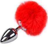 ALIVE - RED FLUFFY SMOOTH METAL ANAL PLEASURE PLUG SIZE L