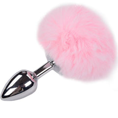 ALIVE - PINK FLUFFY SMOOTH METAL ANAL PLEASURE PLUG SIZE S