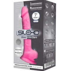 SILEXD - MODEL 1 PREMIUM SILICONE REALISTIC PENIS SILEXPAN FLUORESCENT PINK 17.5 CM