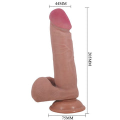 PRETTY LOVE - SLIDING SKIN SERIES REALISTIC DILDO WITH SLIDING SUCTION CUP BROWN SKIN 20.5 CM