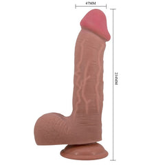 PRETTY LOVE - SLIDING SKIN SERIES REALISTIC DILDO WITH SLIDING SUCTION CUP BROWN SKIN 23.4 CM