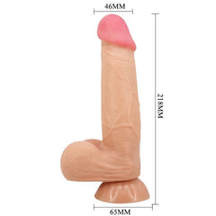 PRETTY LOVE - SLIDING SKIN SERIES REALISTIC DILDO WITH SLIDING SUCTION CUP SKIN REMOTE CONTROL FLESH 21.8 CM