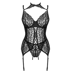 LIVCO CORSETTI FASHION - COLEO GIELLANDRA FOR THE SENSES CORSET + CALCINHA PRETA L/XL