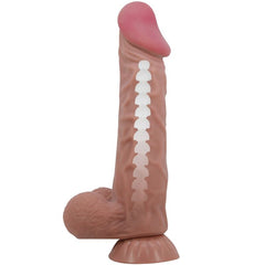 PRETTY LOVE - SLIDING SKIN SERIES REALISTIC DILDO WITH SLIDING SUCTION CUP BROWN SKIN 24 CM