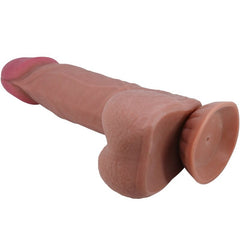 PRETTY LOVE - SLIDING SKIN SERIES REALISTIC DILDO WITH SLIDING SKIN SUCTION CUP IN BROWN SKIN 20.6 CM