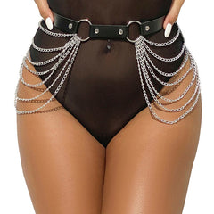 SUBBLIME - BLACK LEATHER CHAIN BELT ONE SIZE