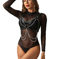 SUBBLIME - HARNESS BRA WITH CHAIN DETAIL ONE SIZE