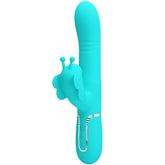 PRETTY LOVE - 4 IN 1 MULTIFUNCTION RABBIT VIBRATOR BUTTERFLY AQUA GREEN